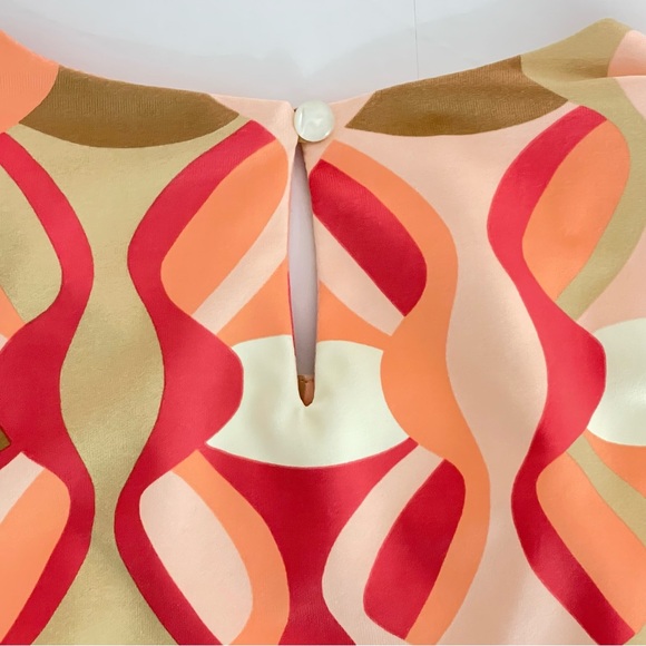 J. McLAUGHLIN Catalina Fabric Dress Geometric Print Peach Pink Tan Size Small - Picture 4 of 8